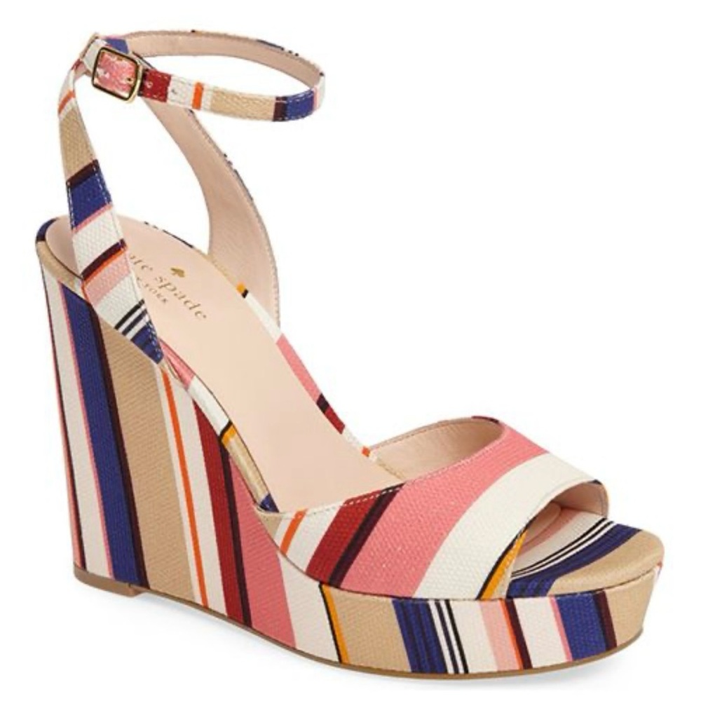 Kate Spade Multicolor Striped Wedge Sandals